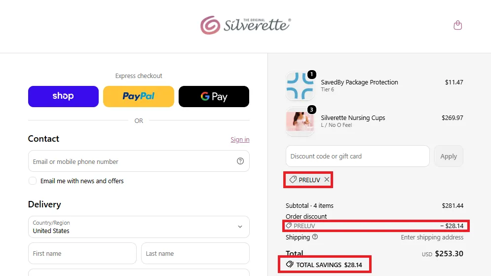 Silveretteusa latest coupon code